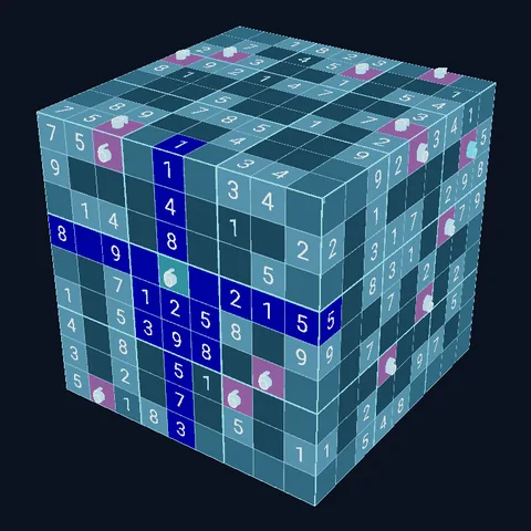 Neon-Cyan, Würfel-Style
